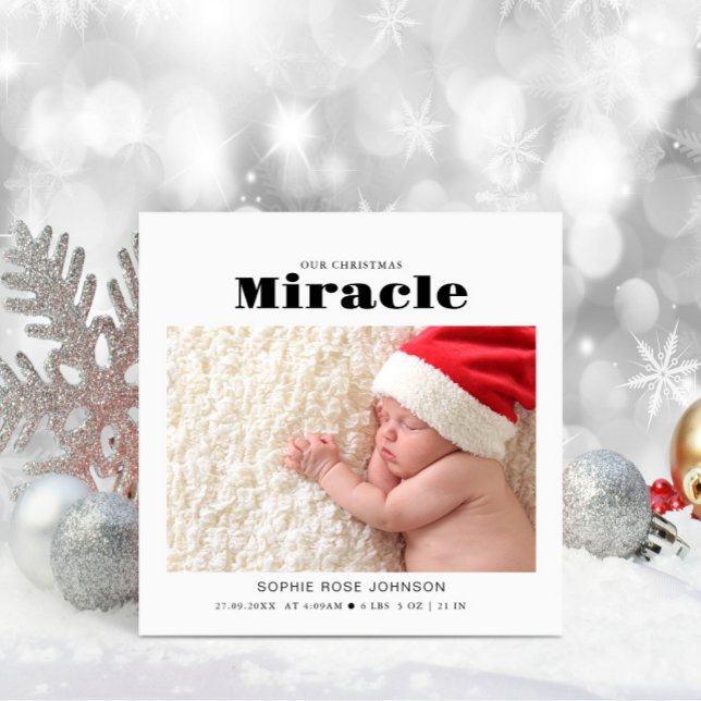 Cartes Pour Fêtes Annuelles Photo de bébé Notre miracle de Noël (Créateur téléchargé)