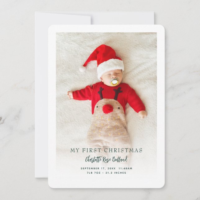 Cartes Pour Fêtes Annuelles Photo de bébé Premier Noël Annonce de naissance (Devant)