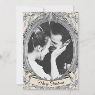 Cartes Pour Fêtes Annuelles Photo de cadre de couronne de feuille d'argent de 