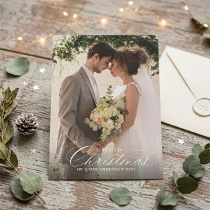 Cartes Pour Fêtes Annuelles Photo de calligraphie de Noël minimaliste pour cou