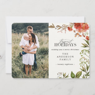 Cartes Pour Fêtes Annuelles Photo de cerf de feuillage d'aquarelle Noël