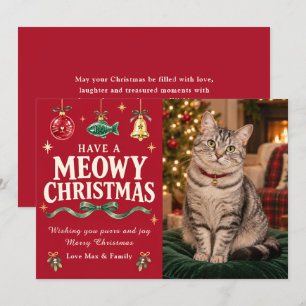 Cartes Pour Fêtes Annuelles Photo de chat de Noël Meowy