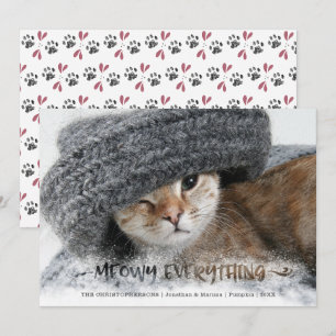 Cartes Pour Fêtes Annuelles Photo de chat enneigé Script MEOWY TOUT