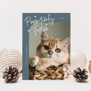 Cartes Pour Fêtes Annuelles Photo de chat festif de façon pédestre Ardoise ble