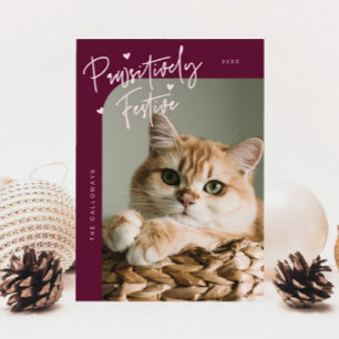 Cartes Pour Fêtes Annuelles Photo de chat festif de façon péremptoire Cranberr