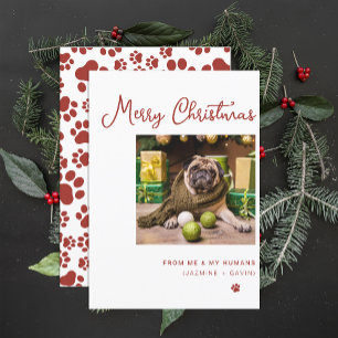 Cartes Pour Fêtes Annuelles Photo de chien mignon Personnalisé Joyeux Noël per