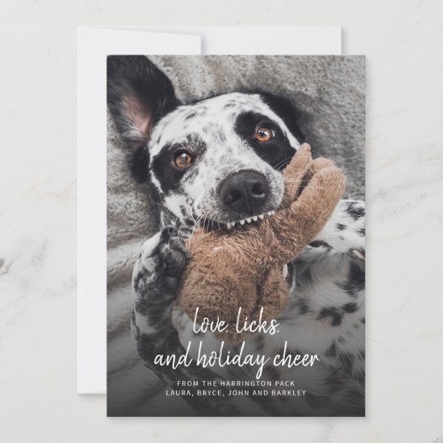 Cartes Pour Fêtes Annuelles Photo de chien Noël Amour Léchouilles et Joie des  (Devant)