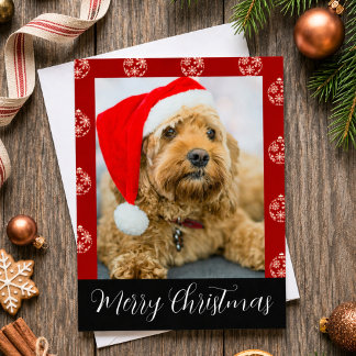 Cartes Pour Fêtes Annuelles Photo de chien personnalisé Joyeux Noël Ornements