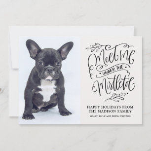 Cartes Pour Fêtes Annuelles Photo de chiot mignon Noël Citation Gui