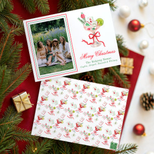Cartes Pour Fêtes Annuelles Photo de cocktail de Noël Mahjong joyeux aquarelle