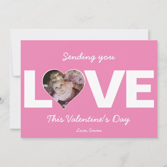 Cartes Pour Fêtes Annuelles Photo de cœur Saint-Valentin vous envoie de l'amou (Devant)