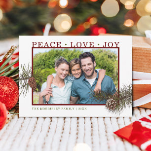 Cartes Pour Fêtes Annuelles Photo de cône de pin amour paix joie