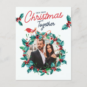 Cartes Pour Fêtes Annuelles Photo de couple pour le premier Noël sous une arch