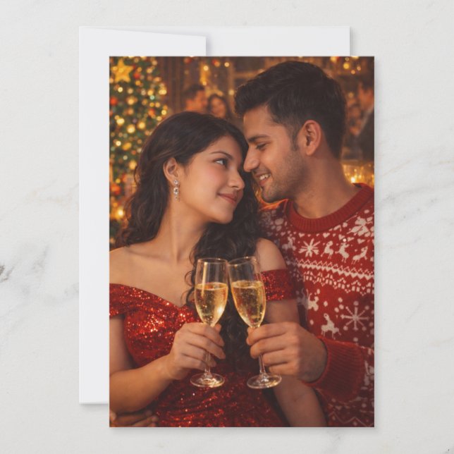 Cartes Pour Fêtes Annuelles "Photo de couple romantique de Noël personnalisé p (Devant)