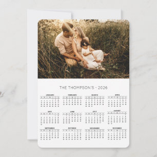 Cartes Pour Fêtes Annuelles Photo de famille 2026 Calendrier 12 Mois Monogramm