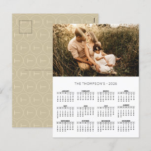 Cartes Pour Fêtes Annuelles Photo de famille 2026 Calendrier 12 Mois Monogramm