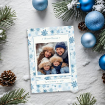 Photo de famille à l'aquarelle flocon de neige ble