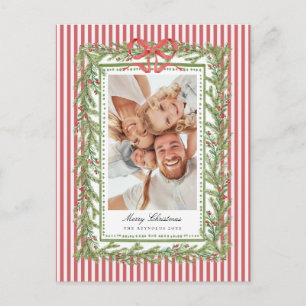 Cartes Pour Fêtes Annuelles Photo de famille à Noël avec un nœud côtier chic