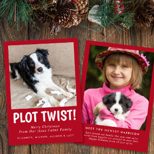 Cartes Pour Fêtes Annuelles Photo de famille amusant avec nouveau chiot pour N