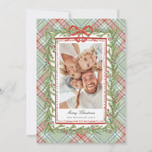 Cartes Pour Fêtes Annuelles Photo de famille au nœud écossais pour Noël 