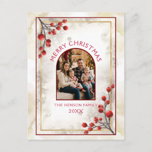 Cartes Pour Fêtes Annuelles Photo de famille aux élégantes baies rouges pour N