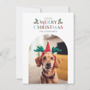 Cartes Pour Fêtes Annuelles Photo de famille avec animal de compagnie Joyeux N