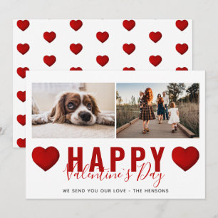 Cartes Pour Fêtes Annuelles Photo de famille avec cœur rouge et écriture pour
