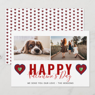 Cartes Pour Fêtes Annuelles Photo de famille avec cœur rouge et écriture pour