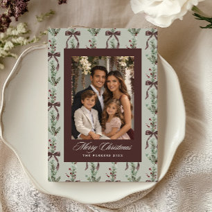Cartes Pour Fêtes Annuelles Photo de famille avec motif de noeud papillon et b