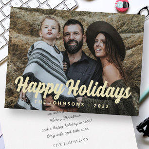 Cartes Pour Fêtes Annuelles Photo de famille avec un message de vœux en écritu