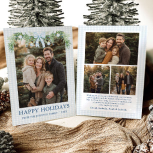 Cartes Pour Fêtes Annuelles Photo de famille avec un nœud bleu grandmillénaris