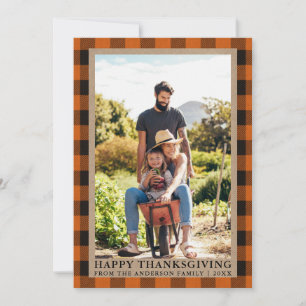 Cartes Pour Fêtes Annuelles Photo de famille Bon thanksgiving Kraft Plaid Oran