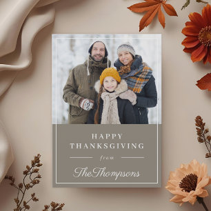 Cartes Pour Fêtes Annuelles Photo de famille Bonne Action de grâce Gris Automn
