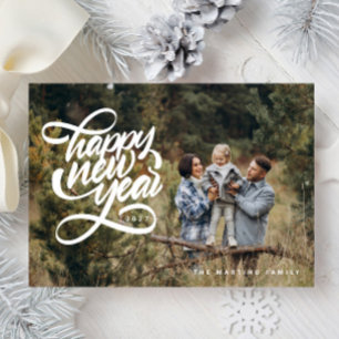Cartes Pour Fêtes Annuelles Photo de famille Bonne Année amusante écrite à la