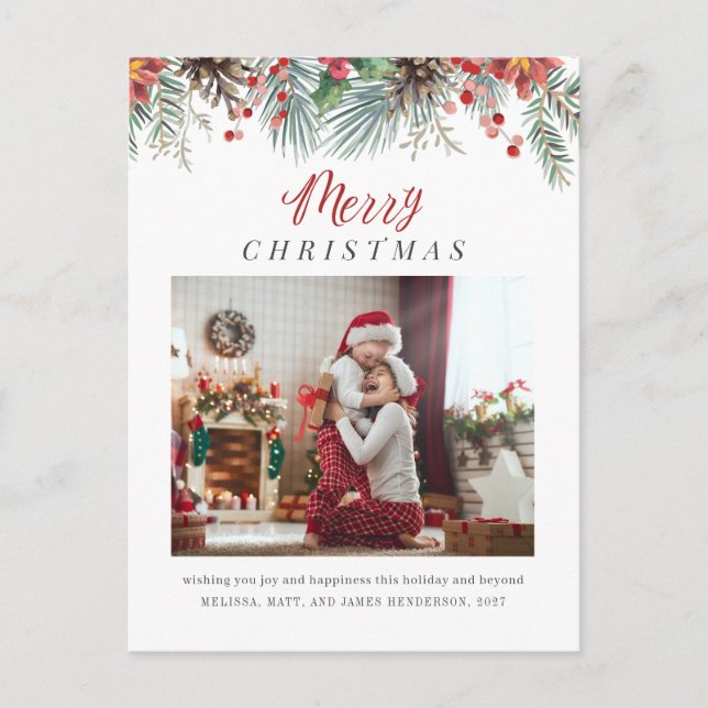 Cartes Pour Fêtes Annuelles Photo de famille Botanique Joyeux Noël (Devant)