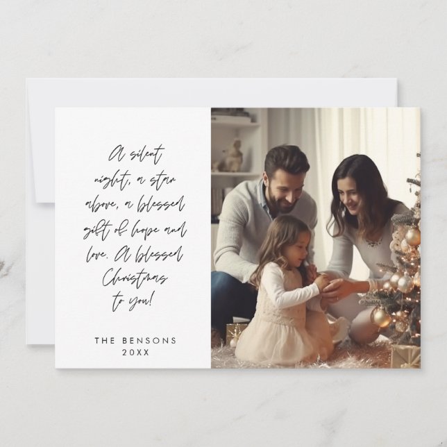 Cartes Pour Fêtes Annuelles Photo de famille chrétienne, Joyeux Noël religieux (Devant)