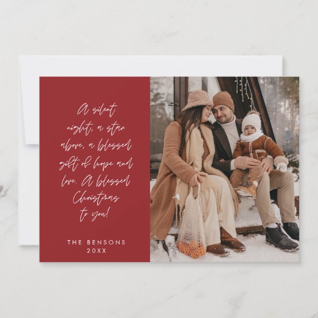 Cartes Pour Fêtes Annuelles Photo de famille chrétienne, Joyeux Noël religieux (Devant)