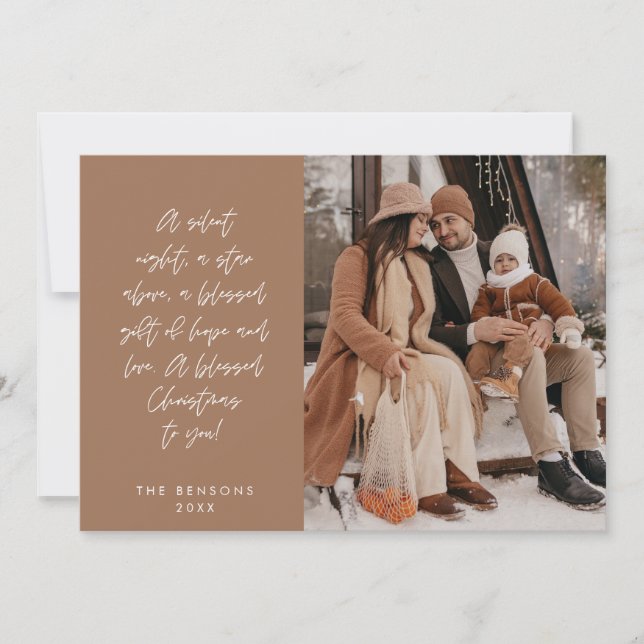 Cartes Pour Fêtes Annuelles Photo de famille chrétienne, Joyeux Noël religieux (Devant)