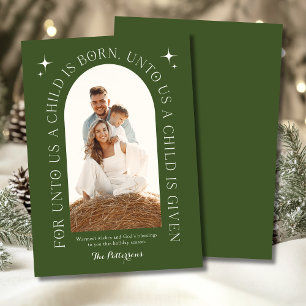 Cartes Pour Fêtes Annuelles Photo de famille chrétienne Noël Écriture verte