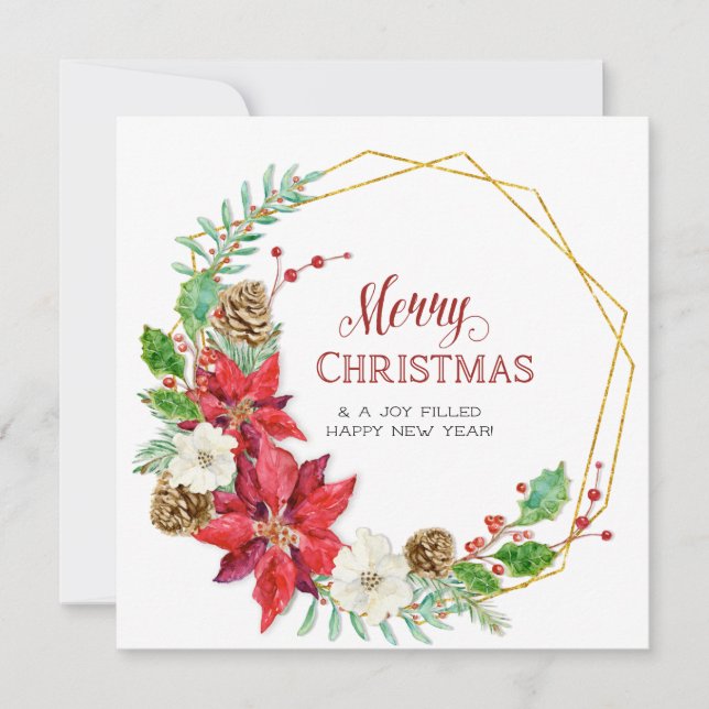 Cartes Pour Fêtes Annuelles Photo de famille Collage aquarelle géométrique Flo (Devant)