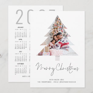 Cartes Pour Fêtes Annuelles Photo de famille d'arbre Calendrier 2027 Joyeux No
