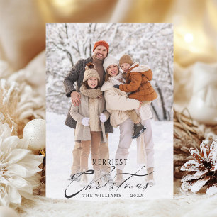 Cartes Pour Fêtes Annuelles Photo de famille de Noël avec calligraphie moderne
