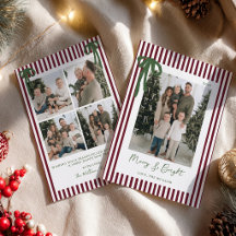 Photo de famille de Noël avec des nœuds rayés