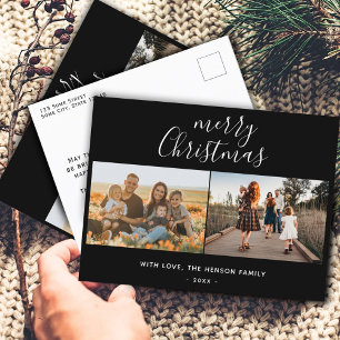 Cartes Pour Fêtes Annuelles Photo de famille de Noël avec écriture minimale no