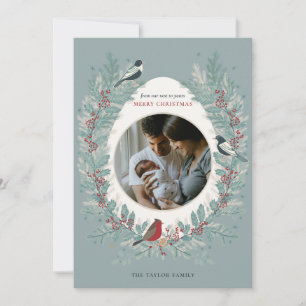 Cartes Pour Fêtes Annuelles Photo de famille de Noël botanique d'hiver et oise