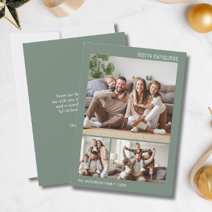 Cartes Pour Fêtes Annuelles Photo de famille de Noël Collage Sage Vert minima