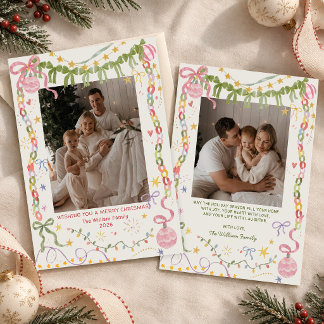 Cartes Pour Fêtes Annuelles Photo de famille de Noël colorée et fantaisiste
