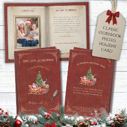 Cartes Pour Fêtes Annuelles Photo de famille de Noël dans un livre d'histoires