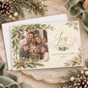 Cartes Pour Fêtes Annuelles Photo de famille de Noël Élégante dans la Joie de 