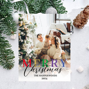 Cartes Pour Fêtes Annuelles Photo de famille de Noël élégante et colorée moder